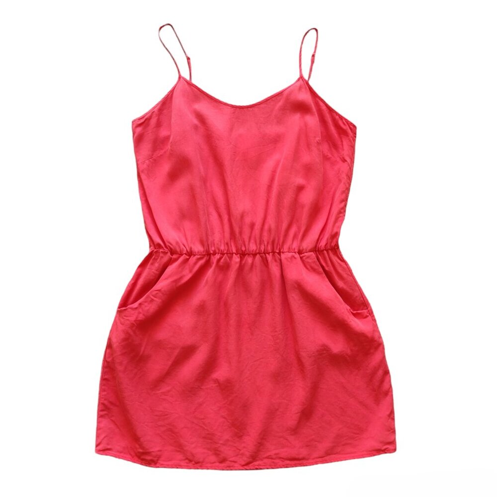Loft82 Coral Red Tencel Minidress with Pockets Medium